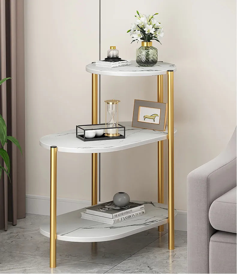 MODERN 3 SHELF ROUND SIDE TABLE MULTILAYER COFFEE TABLE