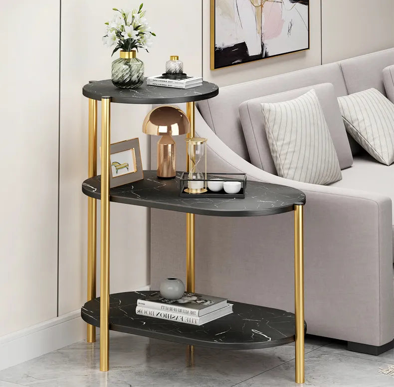 MODERN 3 SHELF ROUND SIDE TABLE MULTILAYER COFFEE TABLE