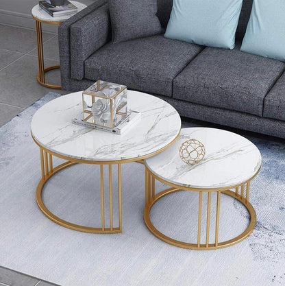 Set of 2 pcs Center Table For Drawing room Iron Base and Wooden Top