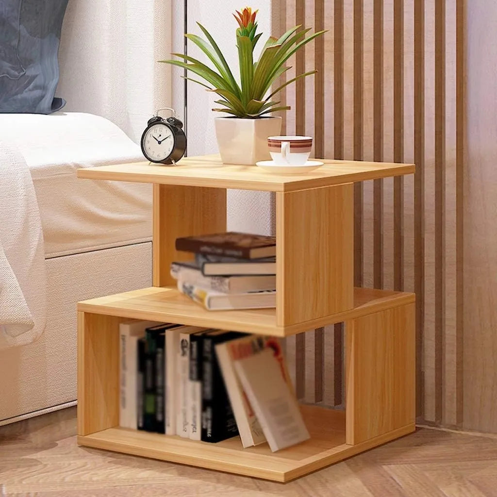 SOFA MODERN END SIDE COFFEE TABLE WITH STORAGE SHELF (16L x 16W x 18H)-1119