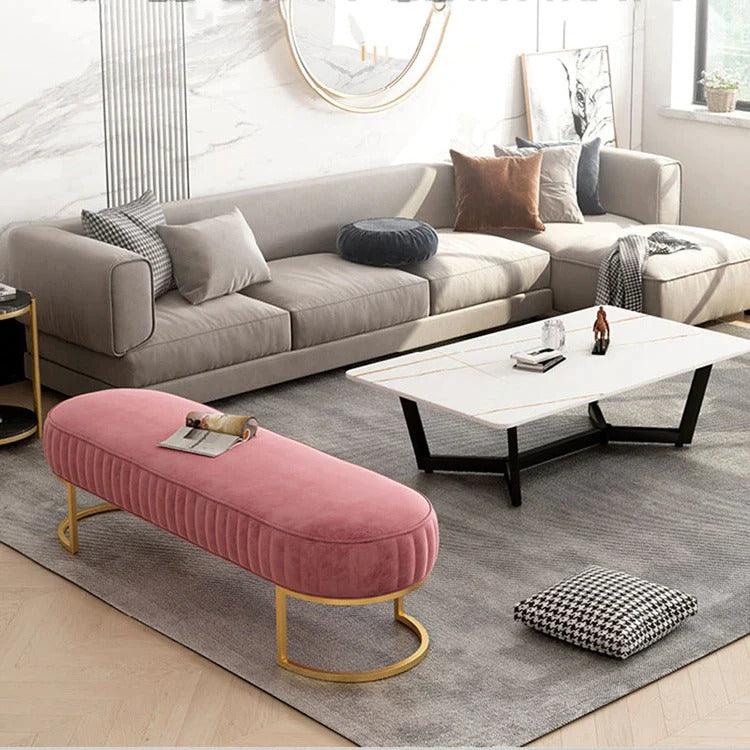 Luxury 3 Seater Bedroom Steel Stool Pink-1107
