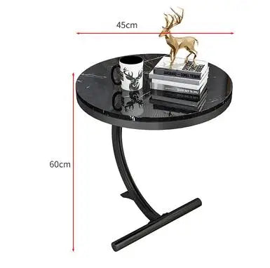 MODERN C SHAPE COFFEE SIDE TABLE WITH ROUND TABLE TOP (16D 23H)