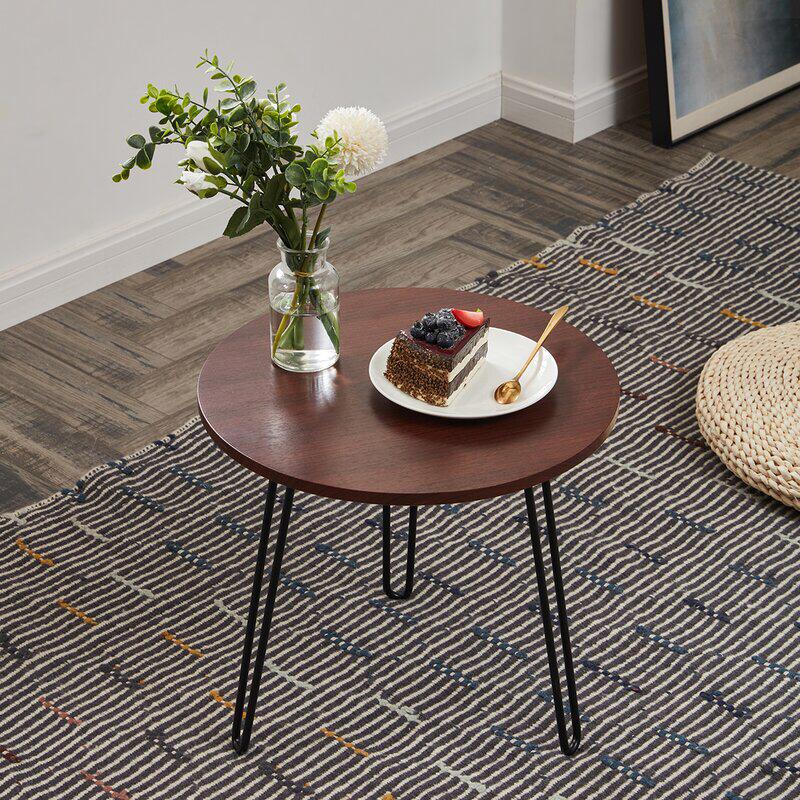 Sumptuous Wooden Top Hairpin Legs Side Center Table (Dark)