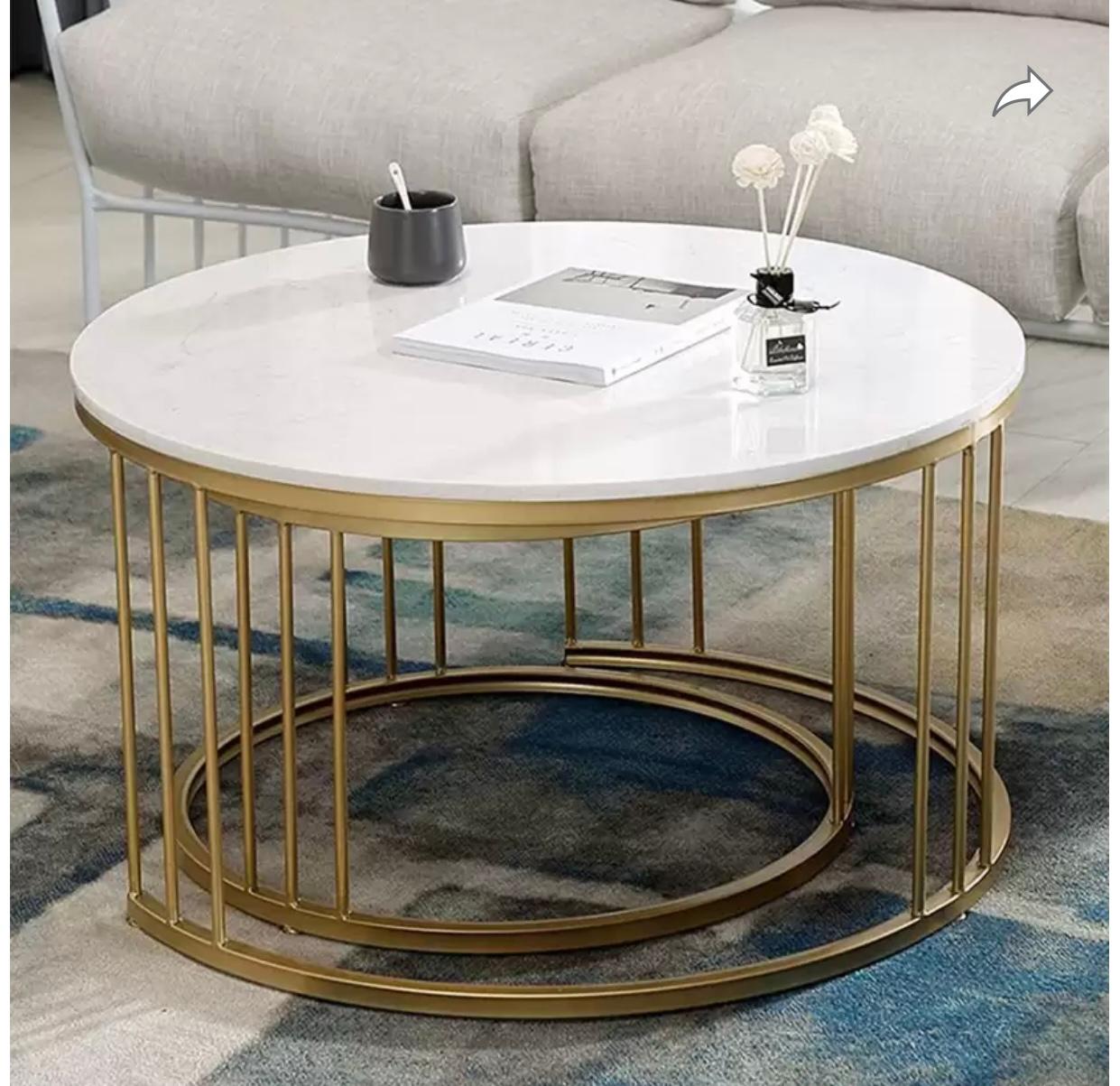 Set of 2 pcs Center Table For Drawing room Iron Base and Wooden Top