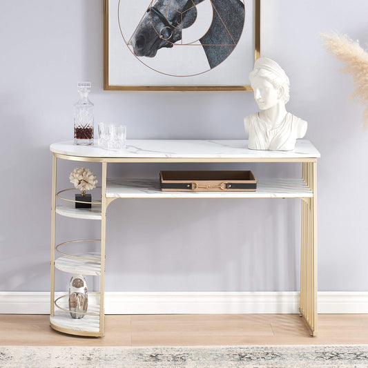 Vinita Console Table for Entryway Gold Entryway Table with Storage-1140