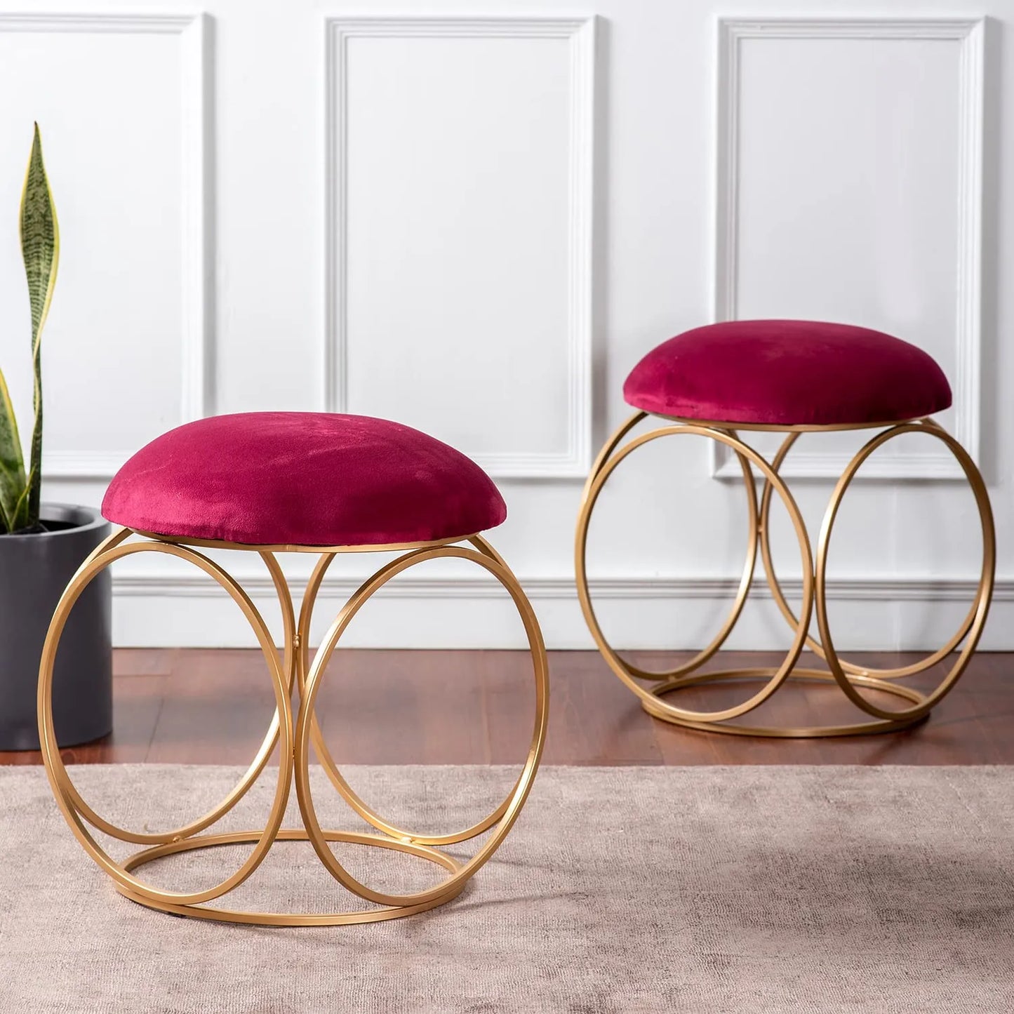 Nestroots Multipurpose Ottoman Pouffe & Stool with Metallic Powder Coated Base