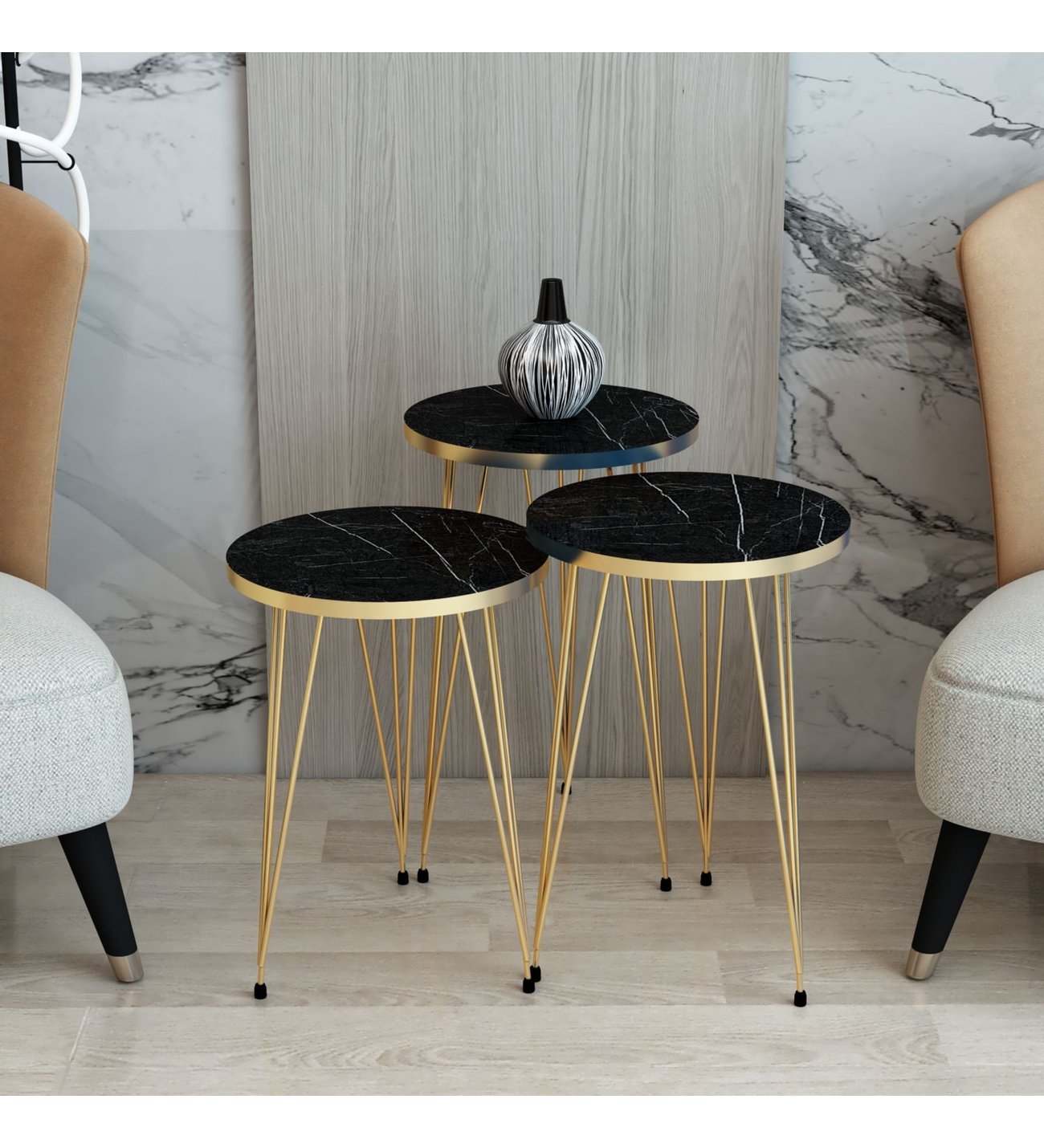 1 PCS / SET OF 3 ROUND COffee Table-1123