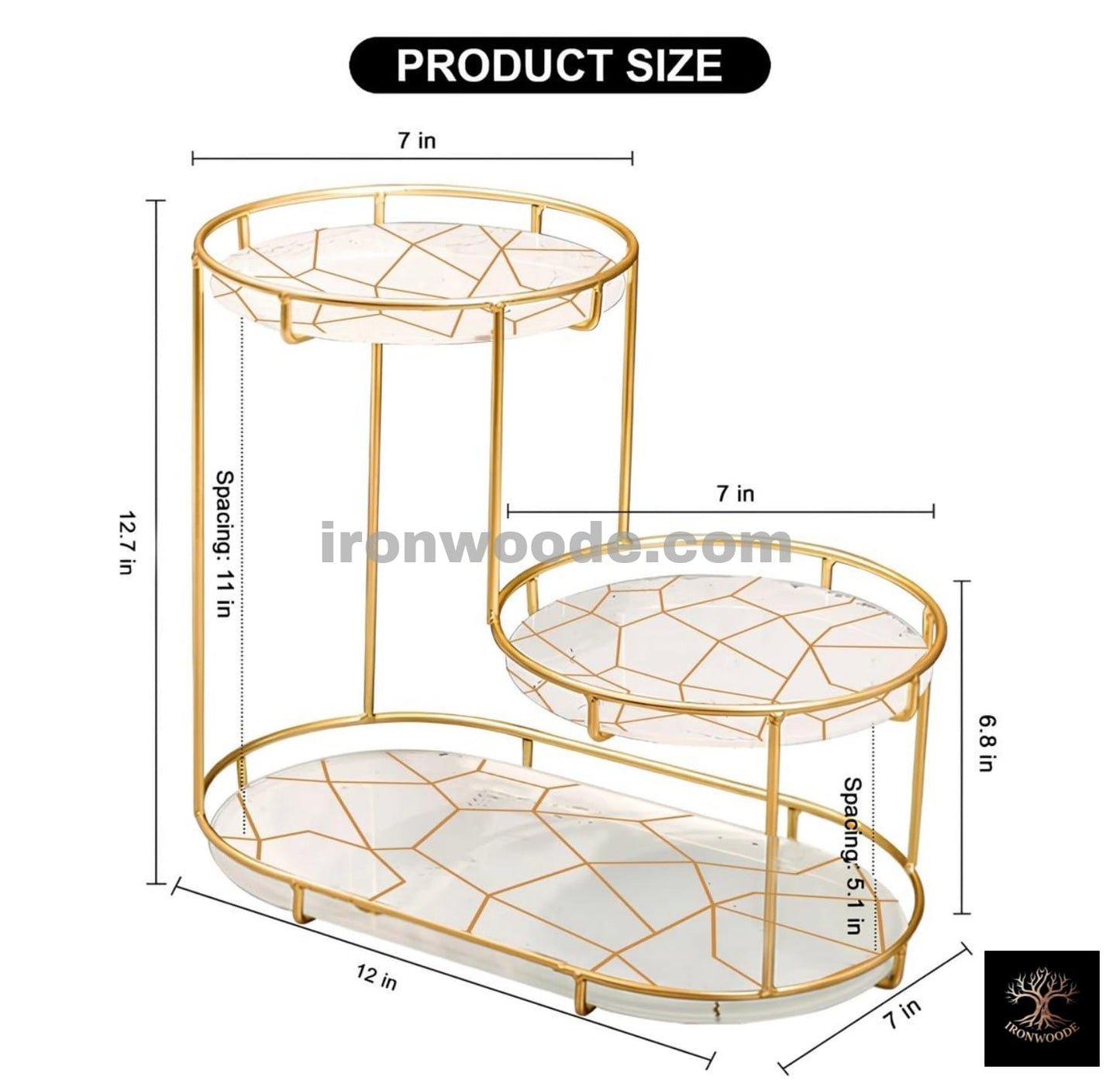 3-Tier Golden Vanity Stand by Ironwoode -1209