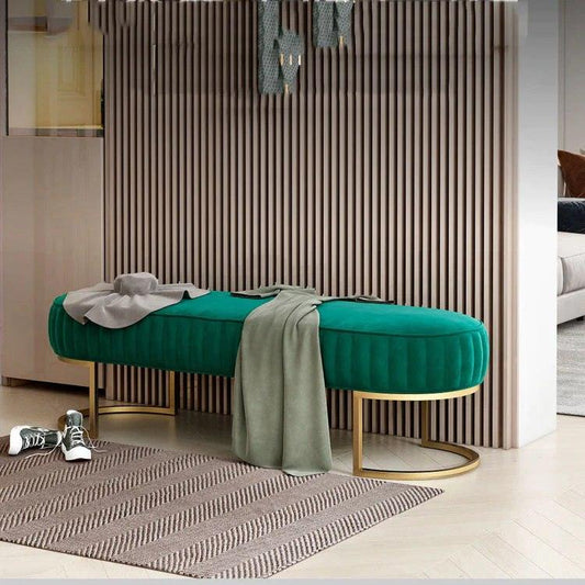 Luxury 3 Seater Bedroom Steel Stool Green-1105