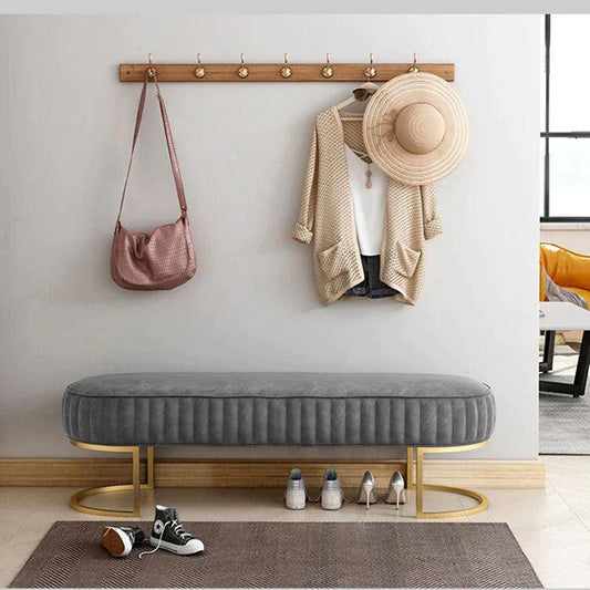 Luxury 3 Seater Bedroom Steel Stool Grey -1106