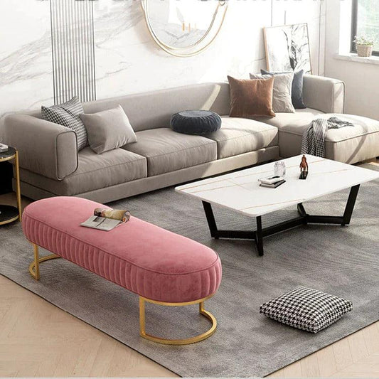 Luxury 3 Seater Bedroom Steel Stool Pink-1107
