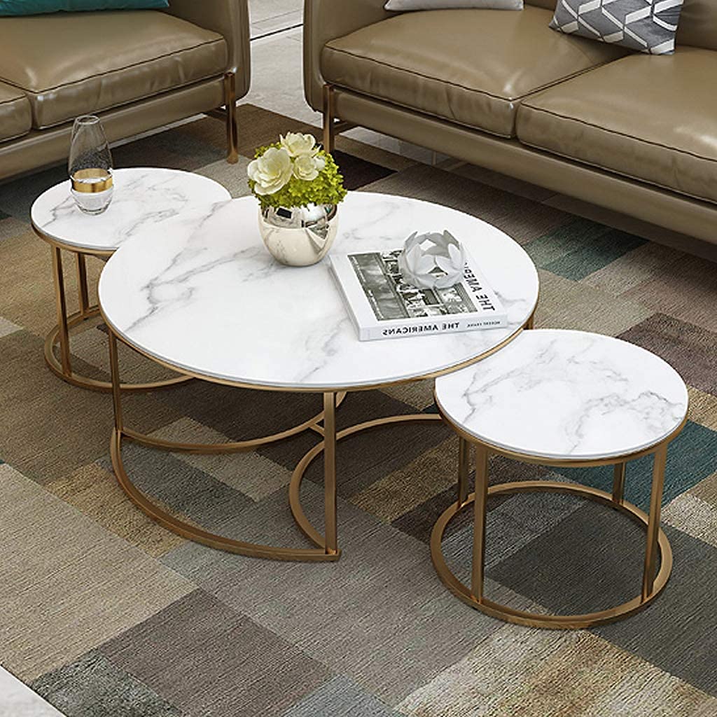 Set of 3 Center table set for drawing room With iron Base and Wooden Top-1207