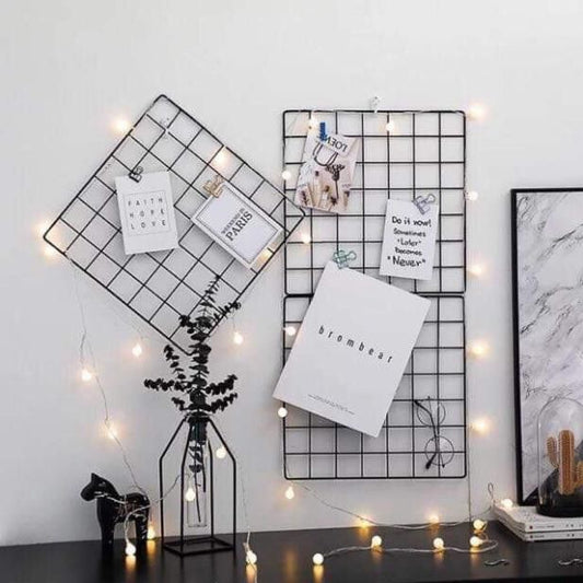 Metal Mesh Grid Panel Photo Wall Decor Art Display -1210