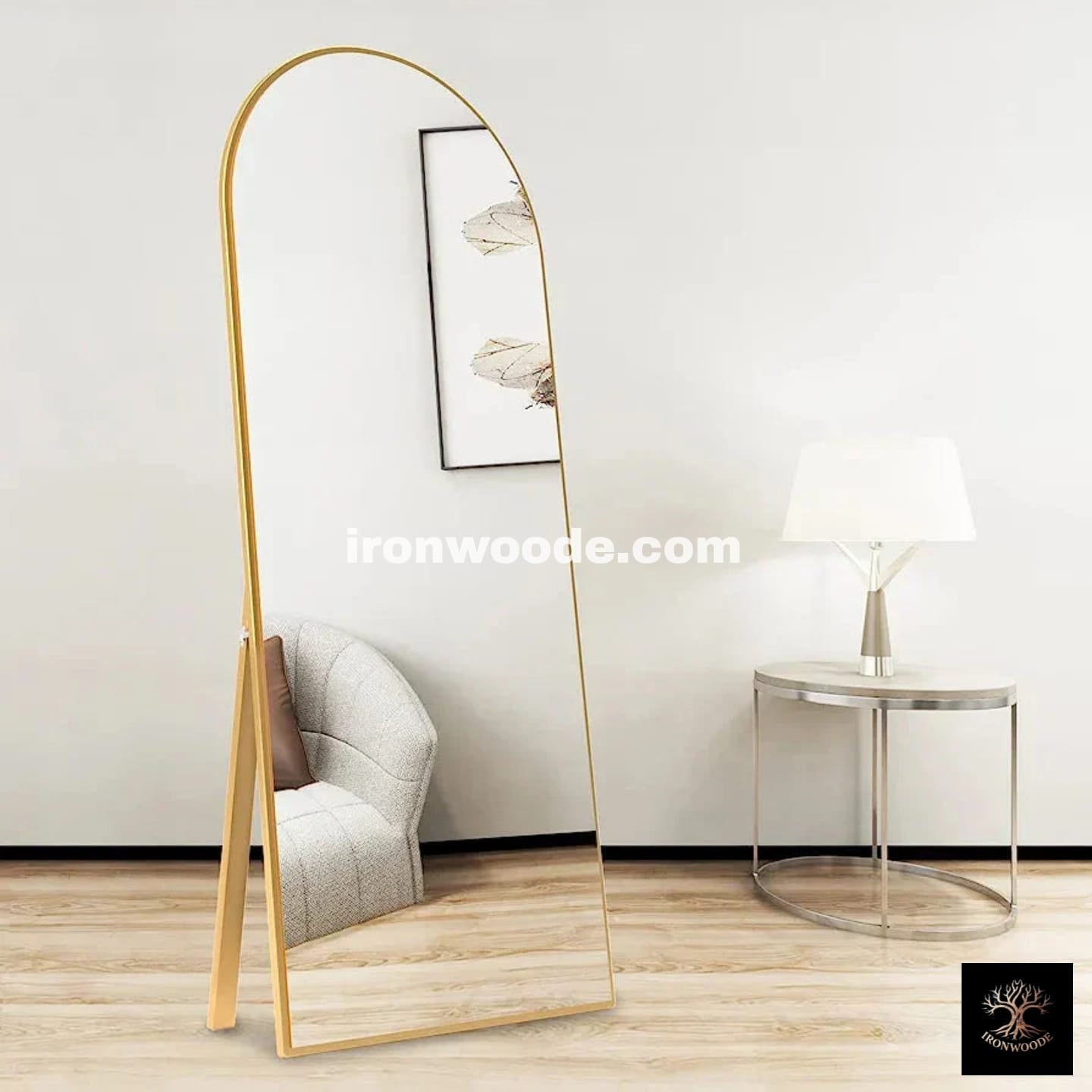Iron woode Standing Dome Full-Length Mirror-1190