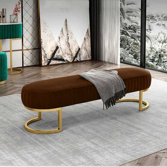 Luxury 3 Seater Bedroom Steel Stool Brown-1179