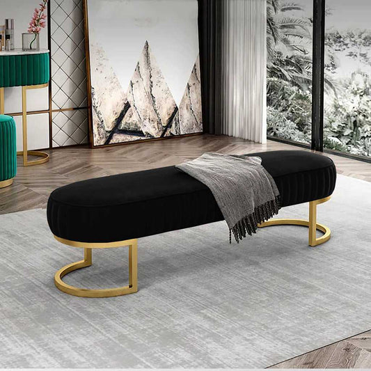 Luxury 3 Seater Bedroom Steel Stool Black-1178