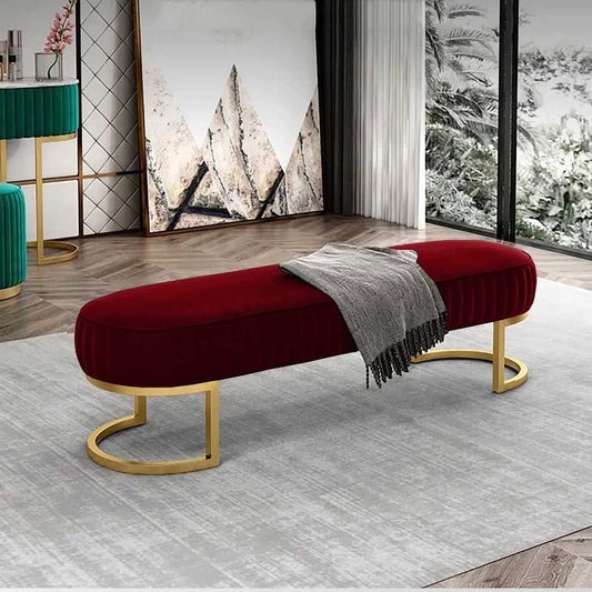 Luxury 3 Seater Bedroom Steel Stool Maroon-1180